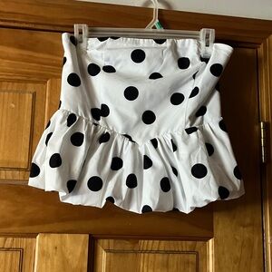 White Polka Dot Strapless Top - BRAND NEW